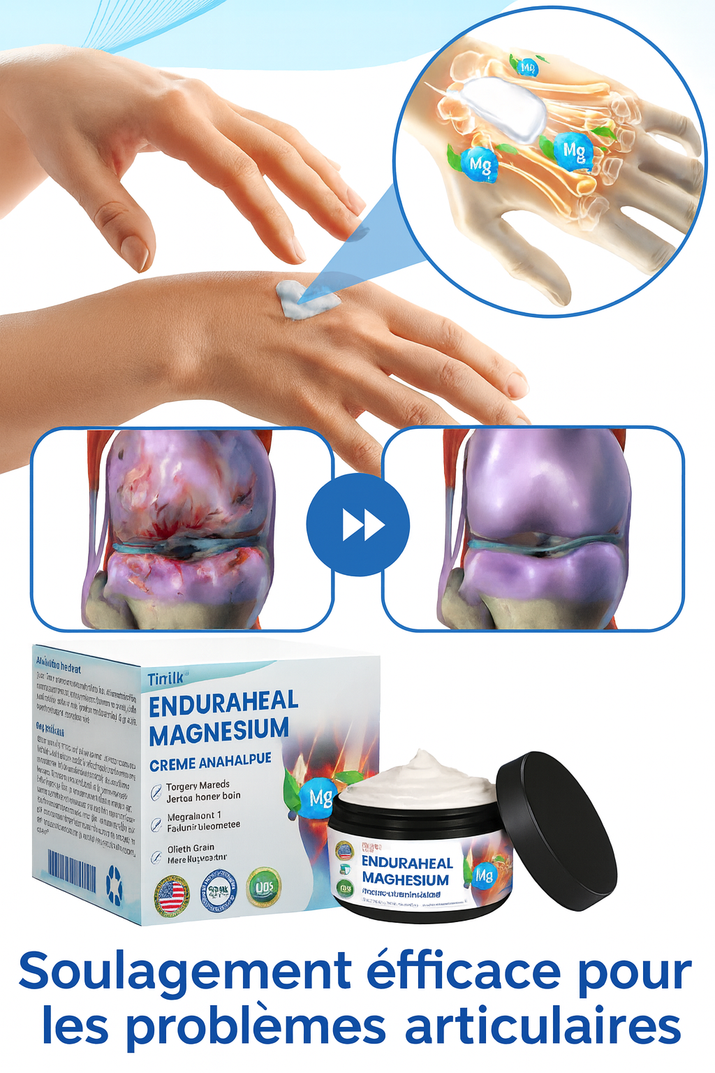 Crème antidouleur au magnésium Timilk® EnduraHeal (traite l'arthrite, la neuropathie, les rhumatismes, les blessures sportives et plus) (Copie)